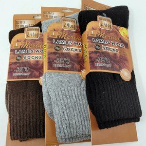 Men's Merino Lamb Wool Crew Socks, Comfy Winter Warm Boot Socks, 3 Pairs